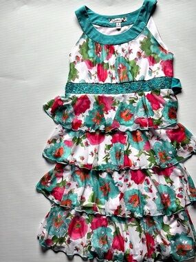Speechless Floral Tiered Dress in Pink & Teal Size 16 Like New